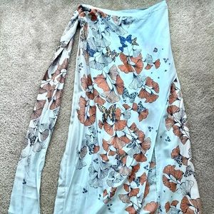 Free People - White floral slit skirt